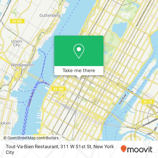 Mapa de Tout-Va-Bien Restaurant, 311 W 51st St