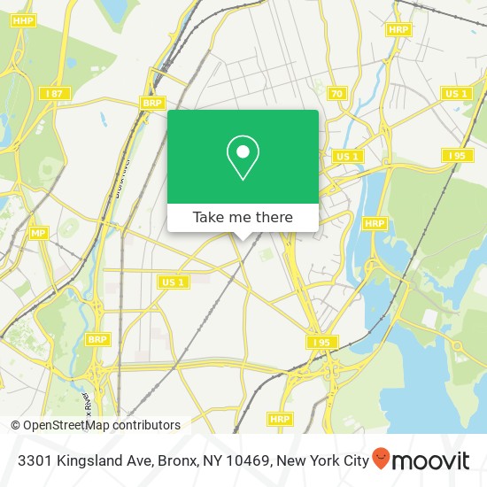 Mapa de 3301 Kingsland Ave, Bronx, NY 10469