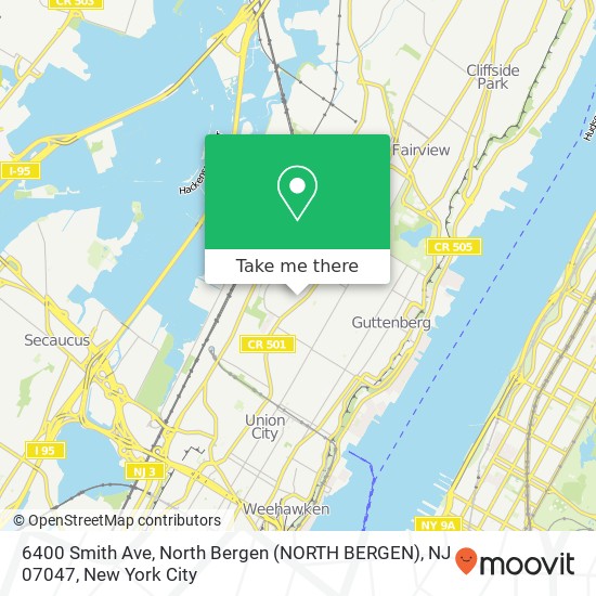 Mapa de 6400 Smith Ave, North Bergen (NORTH BERGEN), NJ 07047