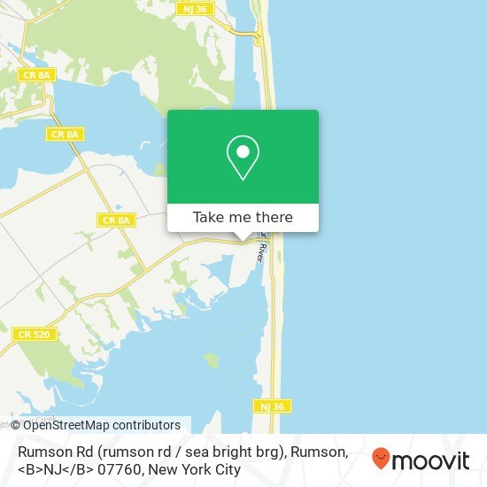 Mapa de Rumson Rd (rumson rd / sea bright brg), Rumson, <B>NJ< / B> 07760