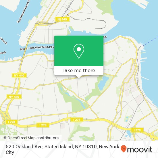 Mapa de 520 Oakland Ave, Staten Island, NY 10310