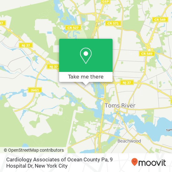 Cardiology Associates of Ocean County Pa, 9 Hospital Dr map