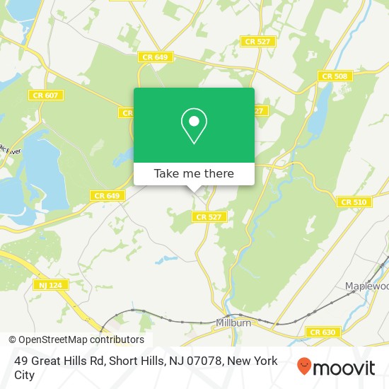 Mapa de 49 Great Hills Rd, Short Hills, NJ 07078