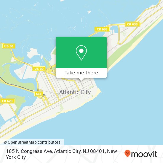 Mapa de 185 N Congress Ave, Atlantic City, NJ 08401