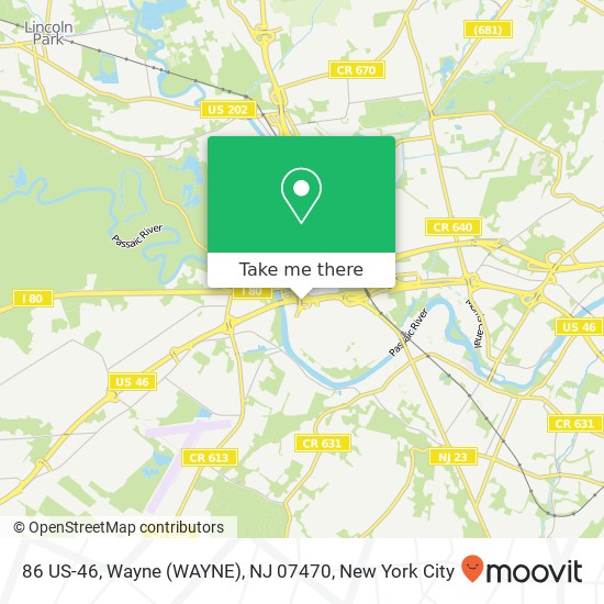 Mapa de 86 US-46, Wayne (WAYNE), NJ 07470