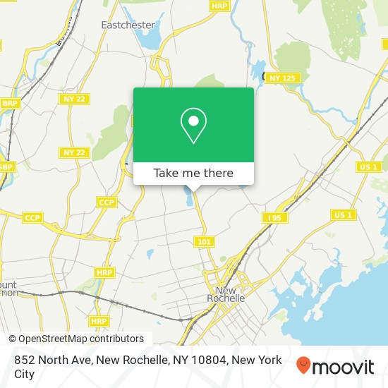 Mapa de 852 North Ave, New Rochelle, NY 10804