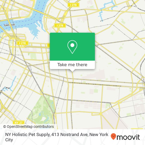 Mapa de NY Holistic Pet Supply, 413 Nostrand Ave
