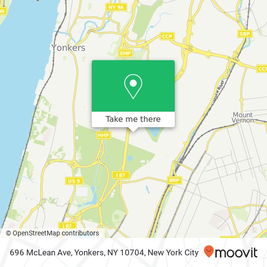 Mapa de 696 McLean Ave, Yonkers, NY 10704