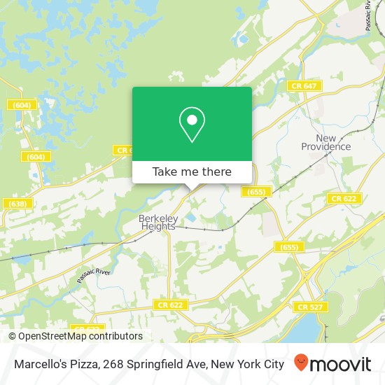 Mapa de Marcello's Pizza, 268 Springfield Ave