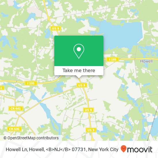 Mapa de Howell Ln, Howell, <B>NJ< / B> 07731