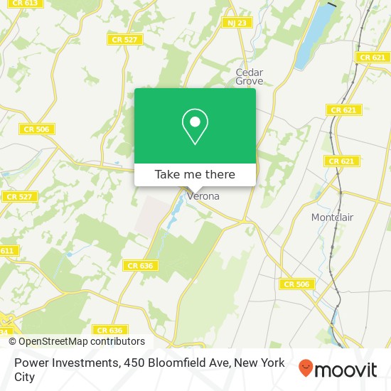 Mapa de Power Investments, 450 Bloomfield Ave