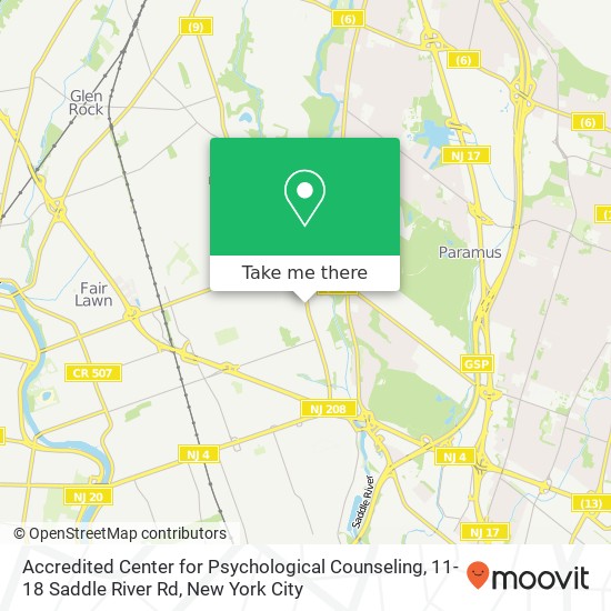 Accredited Center for Psychological Counseling, 11-18 Saddle River Rd map