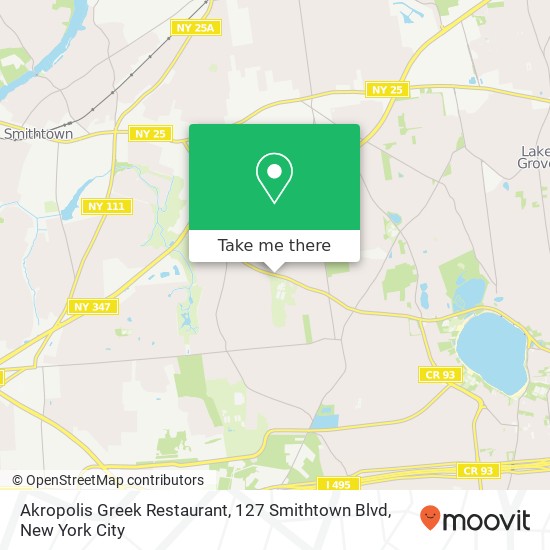 Akropolis Greek Restaurant, 127 Smithtown Blvd map