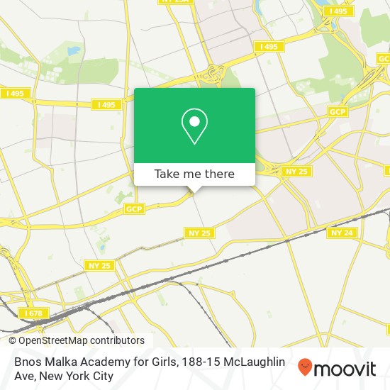 Mapa de Bnos Malka Academy for Girls, 188-15 McLaughlin Ave