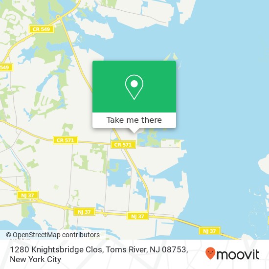 Mapa de 1280 Knightsbridge Clos, Toms River, NJ 08753