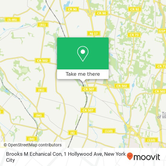 Brooks M Echanical Con, 1 Hollywood Ave map