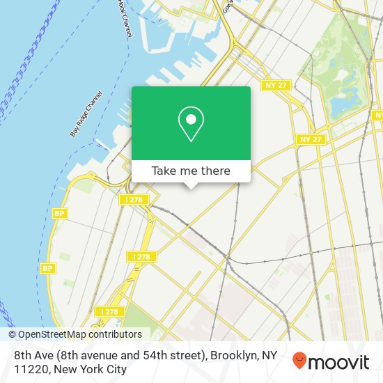 Mapa de 8th Ave (8th avenue and 54th street), Brooklyn, NY 11220