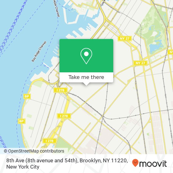 Mapa de 8th Ave (8th avenue and 54th), Brooklyn, NY 11220