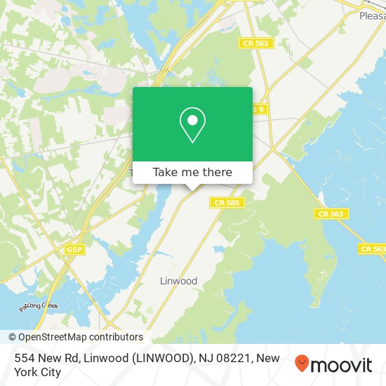 Mapa de 554 New Rd, Linwood (LINWOOD), NJ 08221