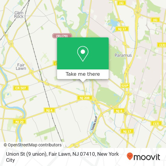 Mapa de Union St (9 union), Fair Lawn, NJ 07410
