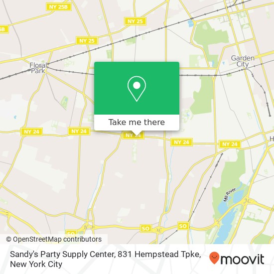 Mapa de Sandy's Party Supply Center, 831 Hempstead Tpke