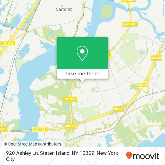 Mapa de 920 Ashley Ln, Staten Island, NY 10309