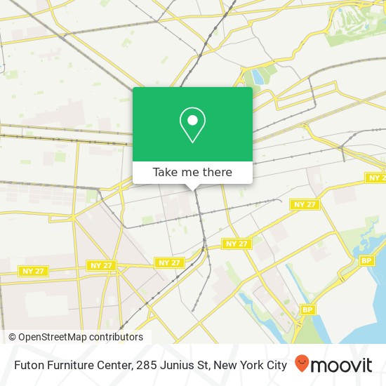 Futon Furniture Center, 285 Junius St map