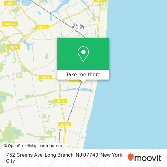 Mapa de 752 Greens Ave, Long Branch, NJ 07740