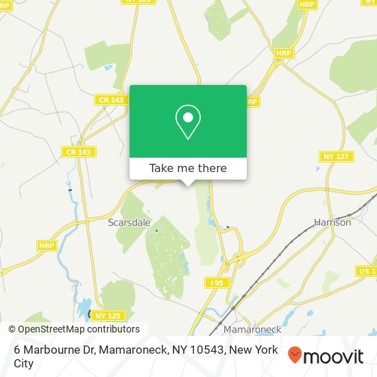 Mapa de 6 Marbourne Dr, Mamaroneck, NY 10543