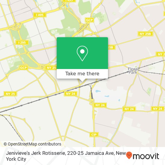 Mapa de Jenivieve's Jerk Rotisserie, 220-25 Jamaica Ave
