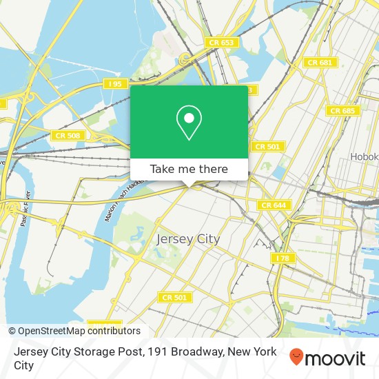 Jersey City Storage Post, 191 Broadway map