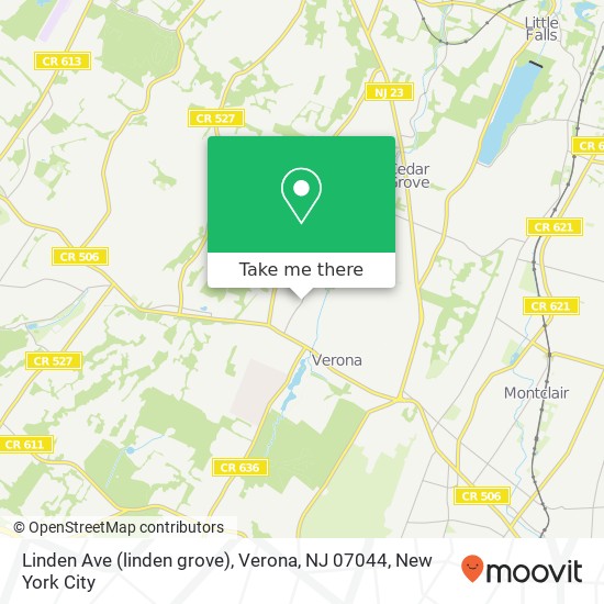 Mapa de Linden Ave (linden grove), Verona, NJ 07044