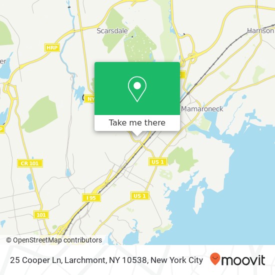 Mapa de 25 Cooper Ln, Larchmont, NY 10538