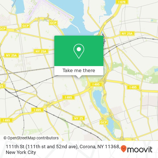 Mapa de 111th St (111th st and 52nd ave), Corona, NY 11368