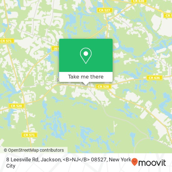 Mapa de 8 Leesville Rd, Jackson, <B>NJ< / B> 08527