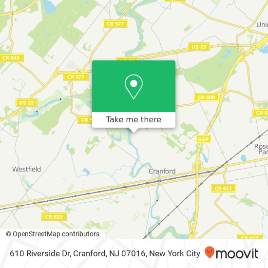 610 Riverside Dr, Cranford, NJ 07016 map