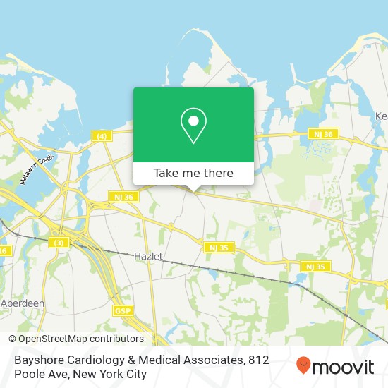 Mapa de Bayshore Cardiology & Medical Associates, 812 Poole Ave