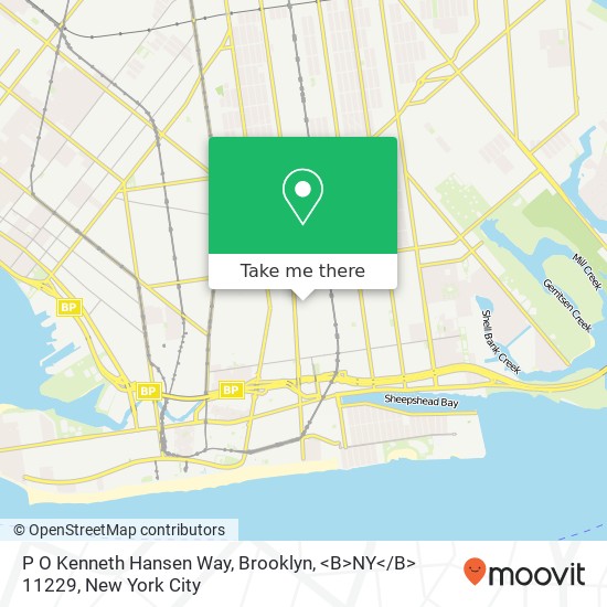 Mapa de P O Kenneth Hansen Way, Brooklyn, <B>NY< / B> 11229