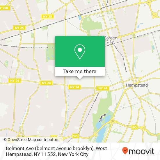 Mapa de Belmont Ave (belmont avenue brooklyn), West Hempstead, NY 11552
