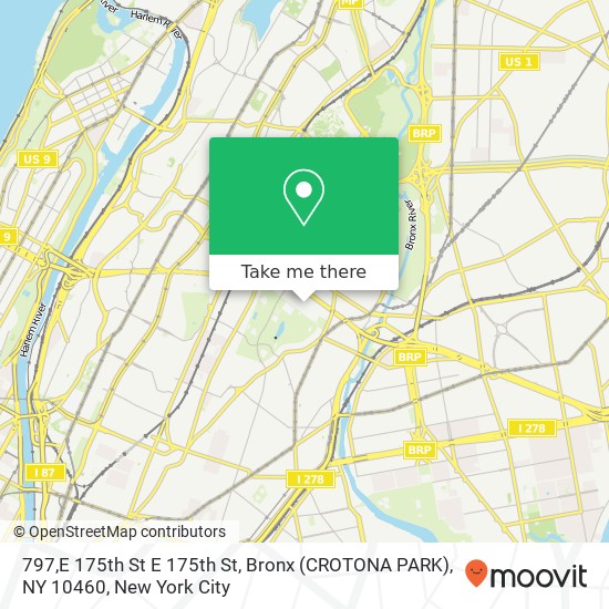 Mapa de 797,E 175th St E 175th St, Bronx (CROTONA PARK), NY 10460