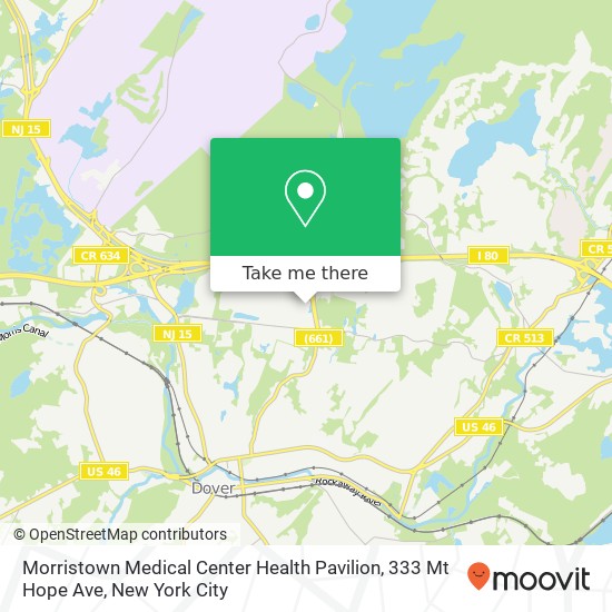 Mapa de Morristown Medical Center Health Pavilion, 333 Mt Hope Ave