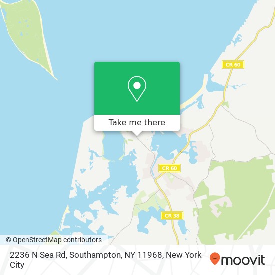 Mapa de 2236 N Sea Rd, Southampton, NY 11968