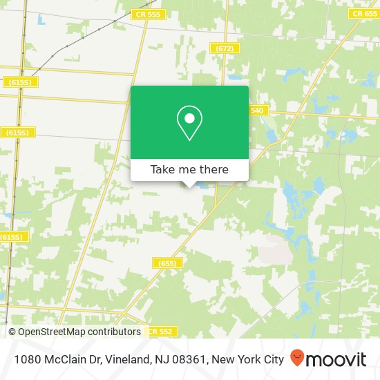 Mapa de 1080 McClain Dr, Vineland, NJ 08361