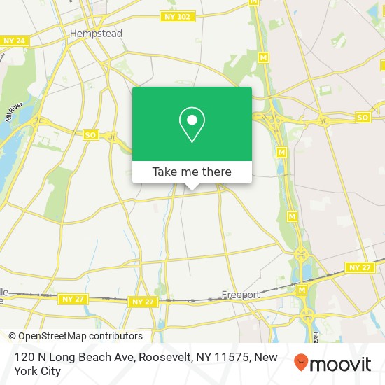 Mapa de 120 N Long Beach Ave, Roosevelt, NY 11575