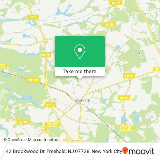 Mapa de 42 Brookwood Dr, Freehold, NJ 07728