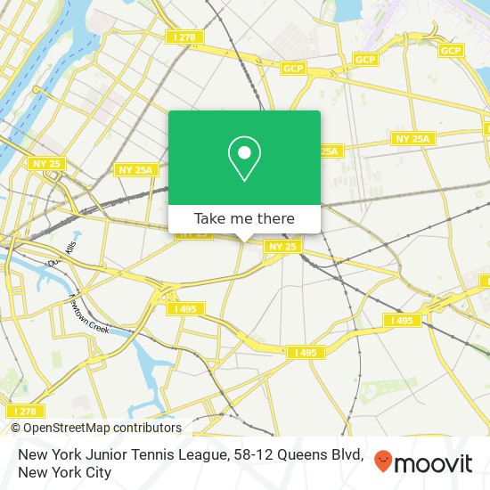 Mapa de New York Junior Tennis League, 58-12 Queens Blvd