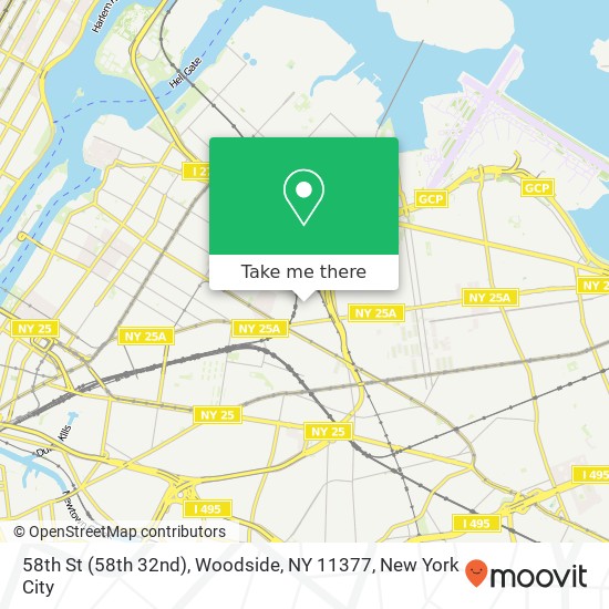 Mapa de 58th St (58th 32nd), Woodside, NY 11377