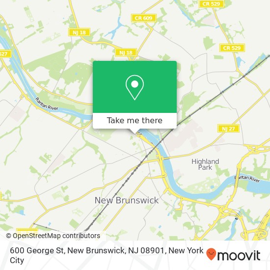 Mapa de 600 George St, New Brunswick, NJ 08901