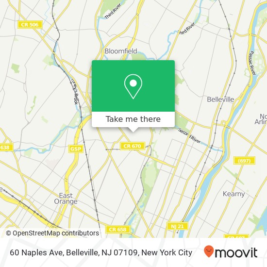 Mapa de 60 Naples Ave, Belleville, NJ 07109