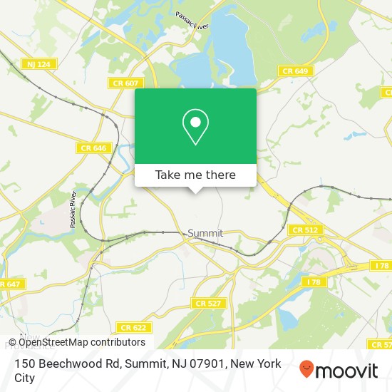 Mapa de 150 Beechwood Rd, Summit, NJ 07901